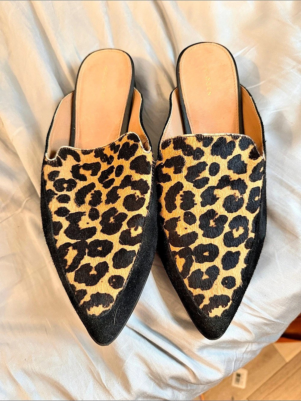 Halogen Leather Mule Faux Fur Leo Mules